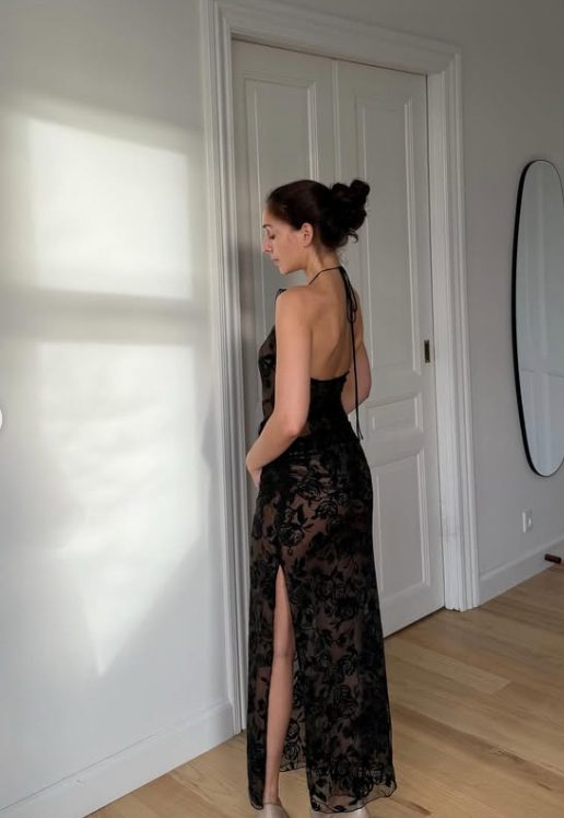19. Magda Butrym - silk lace floral halter midi dress
