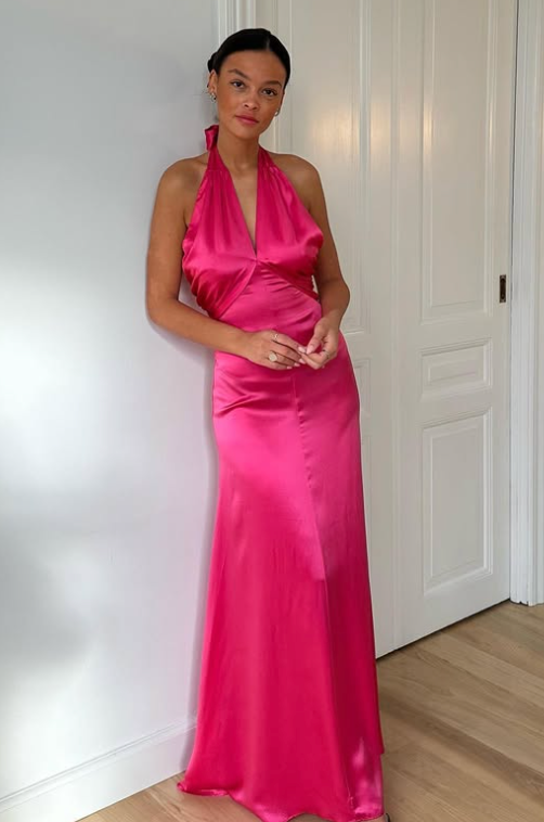 53. Reformation - Veria silk dress pink