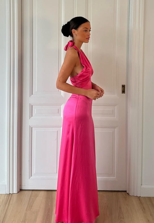 53. Reformation - Veria silk dress pink