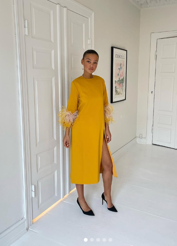 184. 16 Arlington - Yellow feather dress