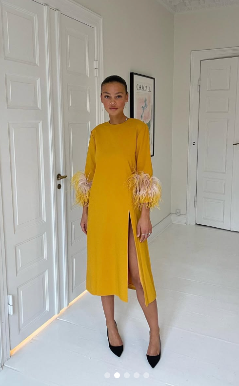 184. 16 Arlington - Yellow feather dress