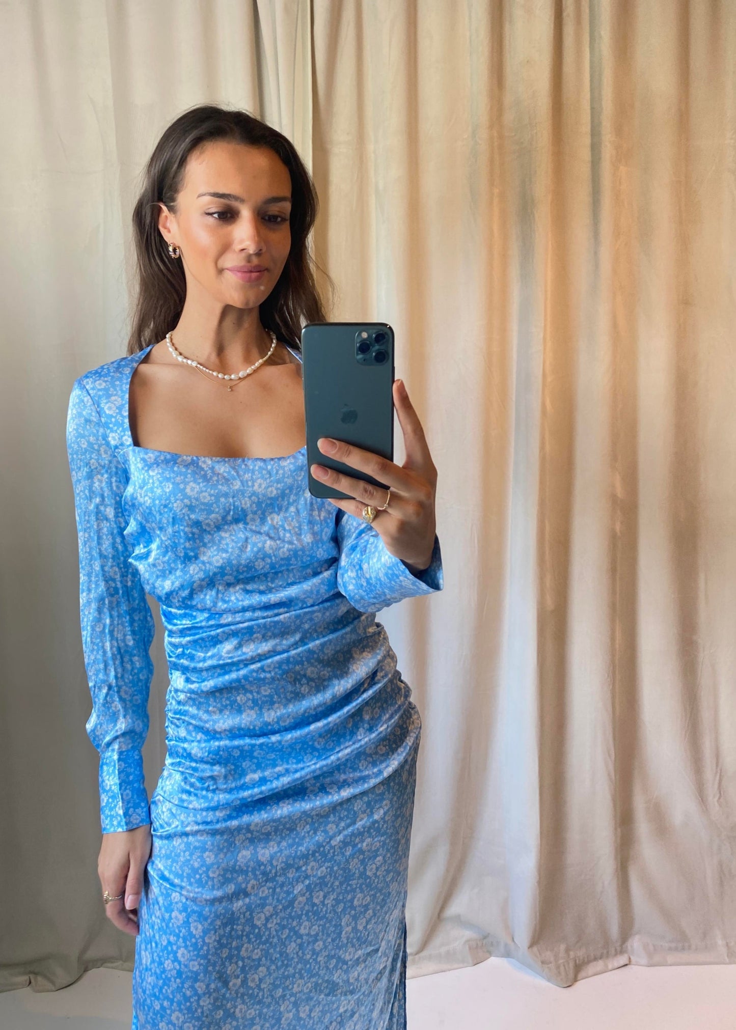 28. GANNI – Flora print silk-satin dress (38)