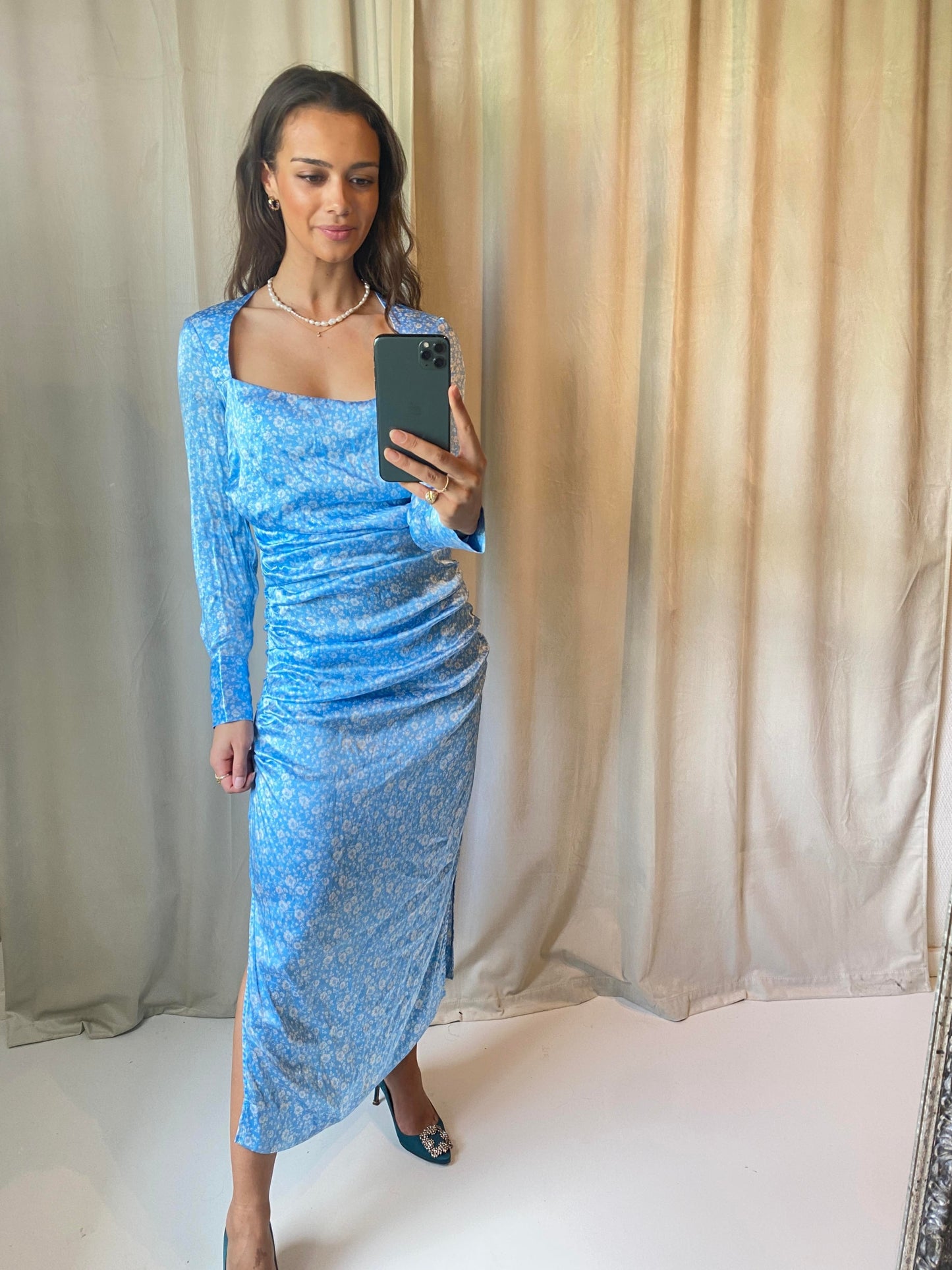 28. GANNI – Flora print silk-satin dress (38)