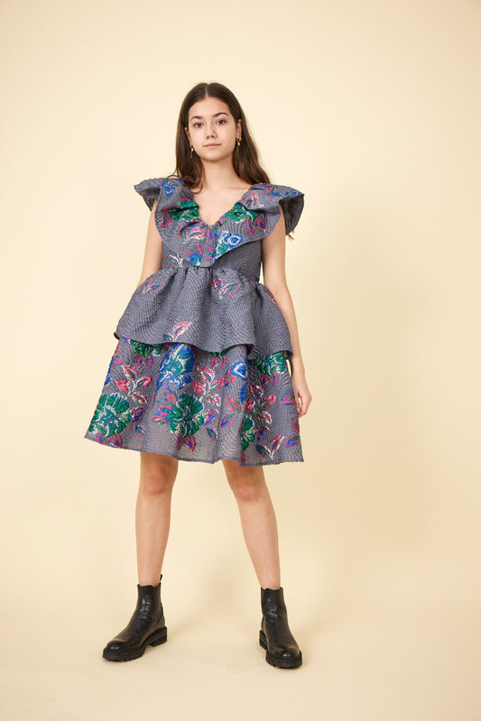 127. GANNI - Jacquard ruffled dress