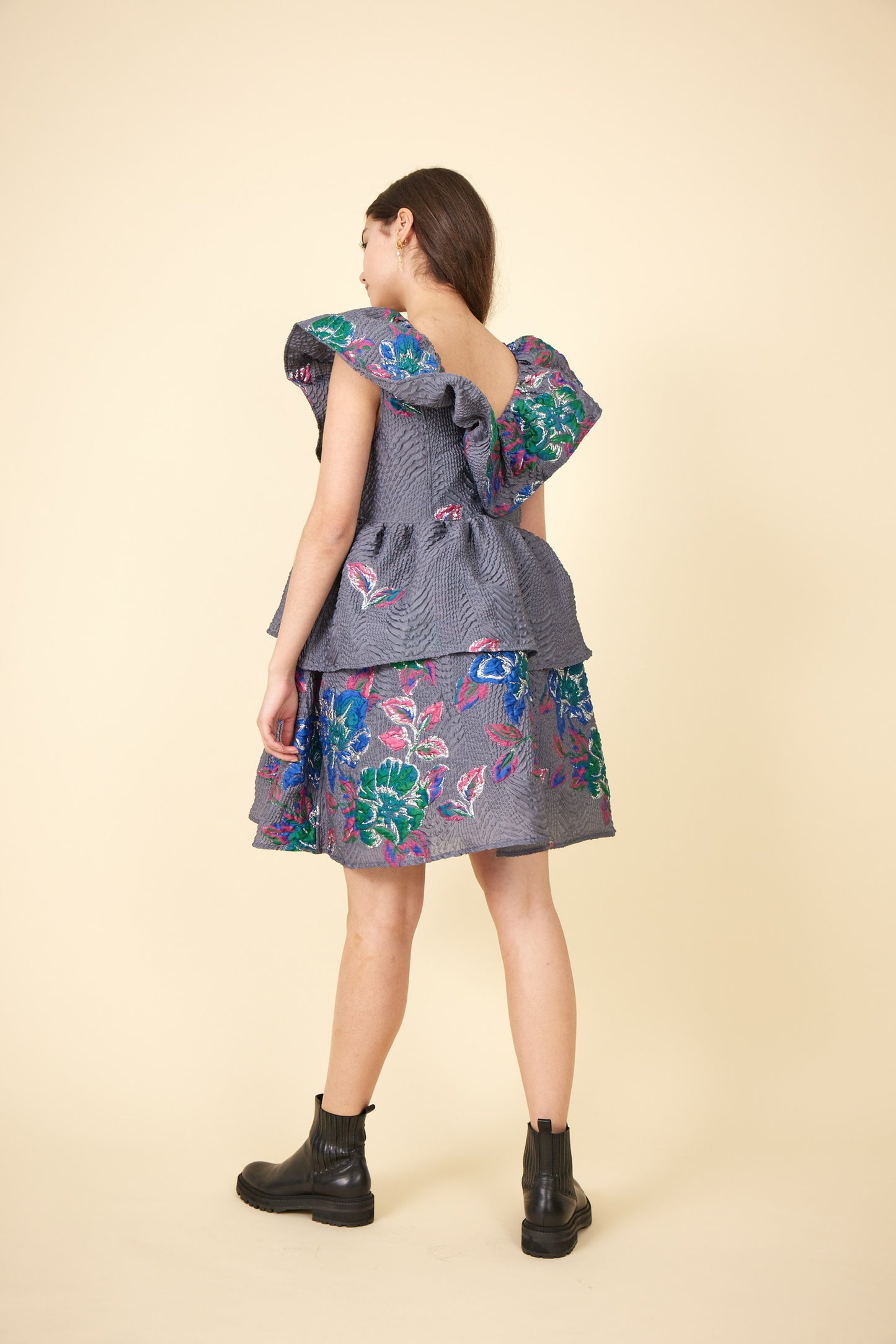 127. GANNI - Jacquard ruffled dress