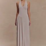 Meshki - Yelena Ruched Halter Maxi Dress - Taupe
