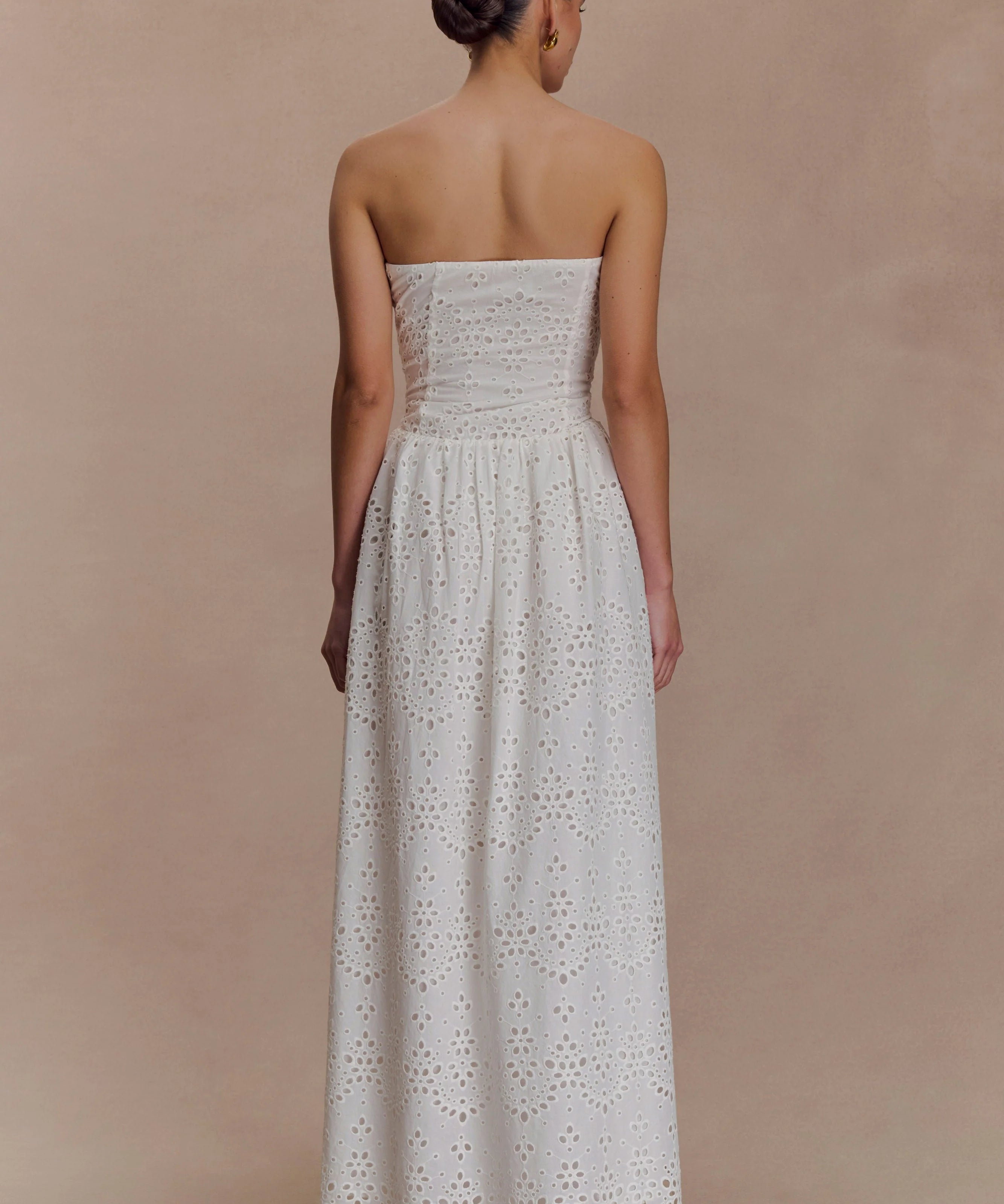 Meshki - Maureen Broderie Strapless Maxi Dress - White