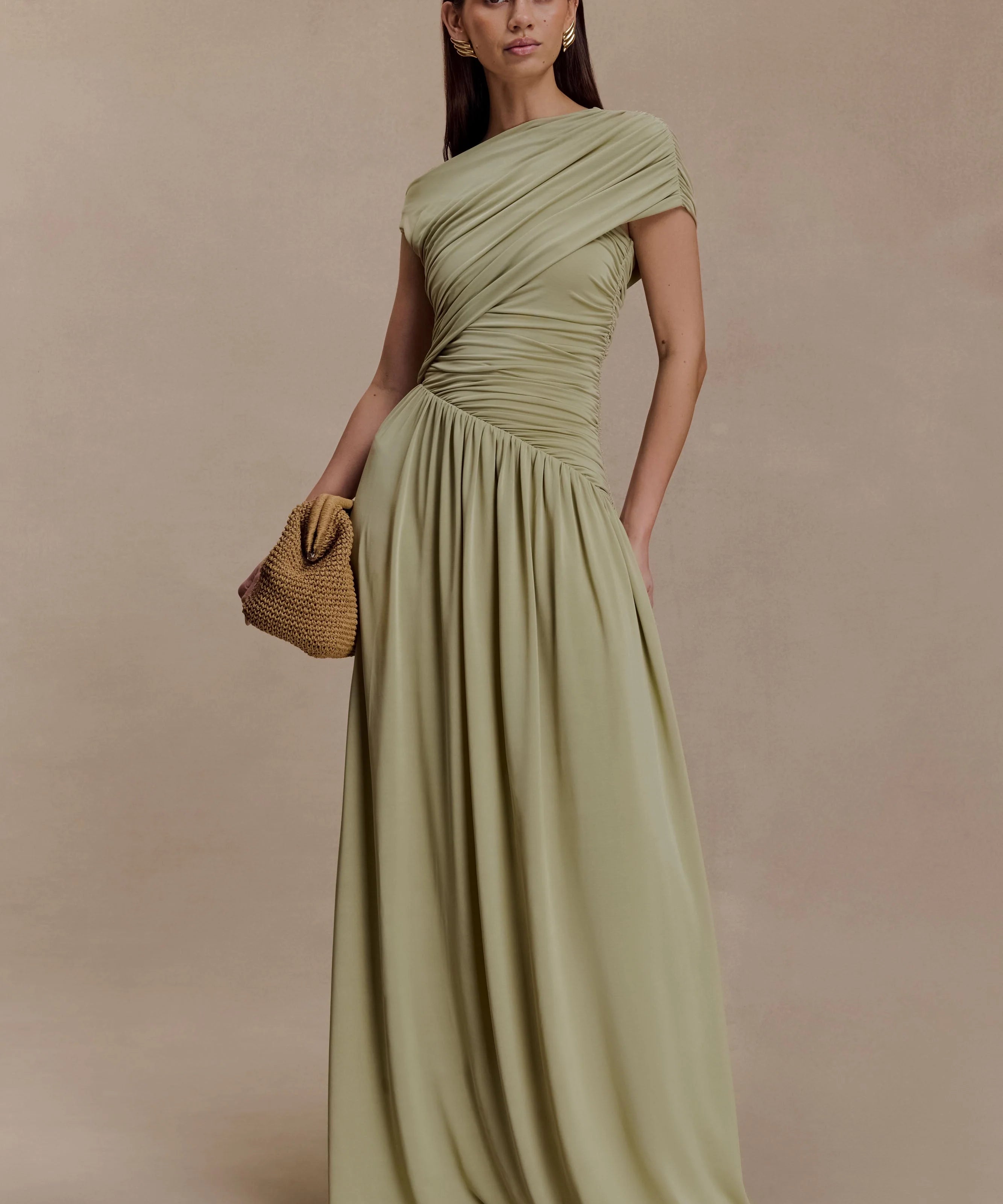 Meshki - Ayeshya Slinky Asymmetric Maxi Dress
