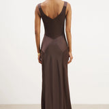 BOA - COWL NECK SATIN PANEL GOWN