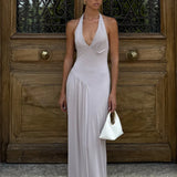 Meshki - Yelena Ruched Halter Maxi Dress - Taupe