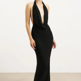 BOA - CHIFFON PLUNGING COWL NECK MAXI DRESS