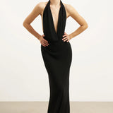 BOA - CHIFFON PLUNGING COWL NECK MAXI DRESS