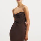 BOA - Sheer Ruched Chiffon Maxi Dress