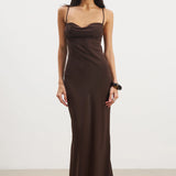 BOA - Sheer Ruched Chiffon Maxi Dress