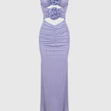Carmelo Flower Ruch Cutout Maxi Dress