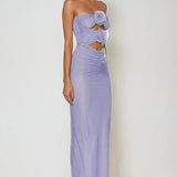 Carmelo Flower Ruch Cutout Maxi Dress