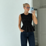 Cecilie Bahnsen - Sort peplum-top med smock