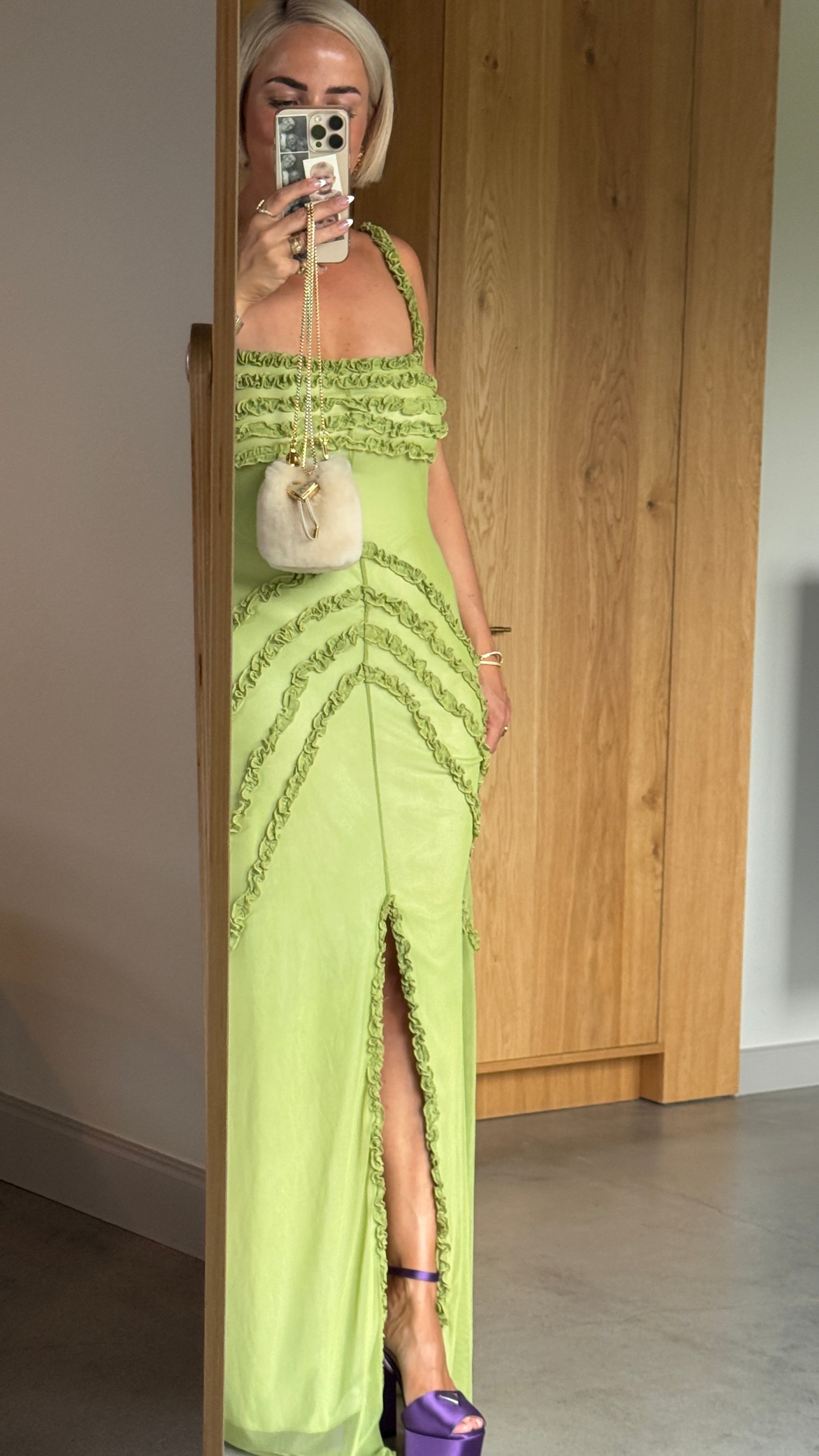laagam green dress Laagam Izola asymmetric dress jersey khaki green