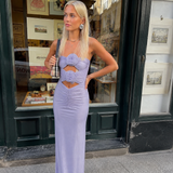 Carmelo Flower Ruch Cutout Maxi Dress