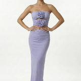 Carmelo Flower Ruch Cutout Maxi Dress