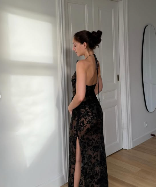 Magda Butrym - silk lace floral halter midi dress