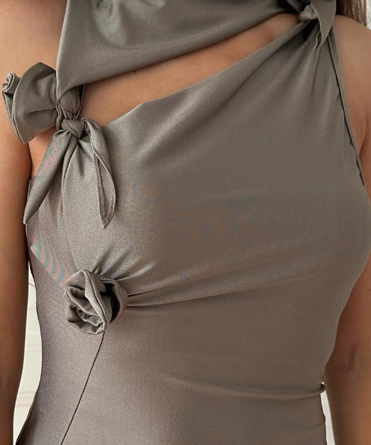 Coperni - flower gown taupe grey