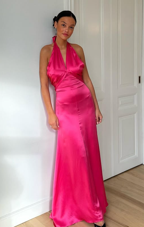 53. Reformation - Veria silk dress pink