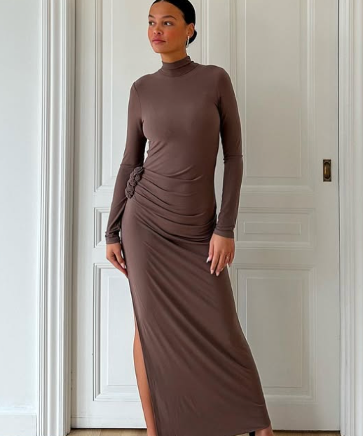 Magda Butrym - Floral-Appliqué High-Neck Dress
