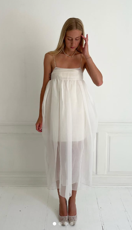 212. Cecilie Bahnsen - Plissé Empire Dress i tyl